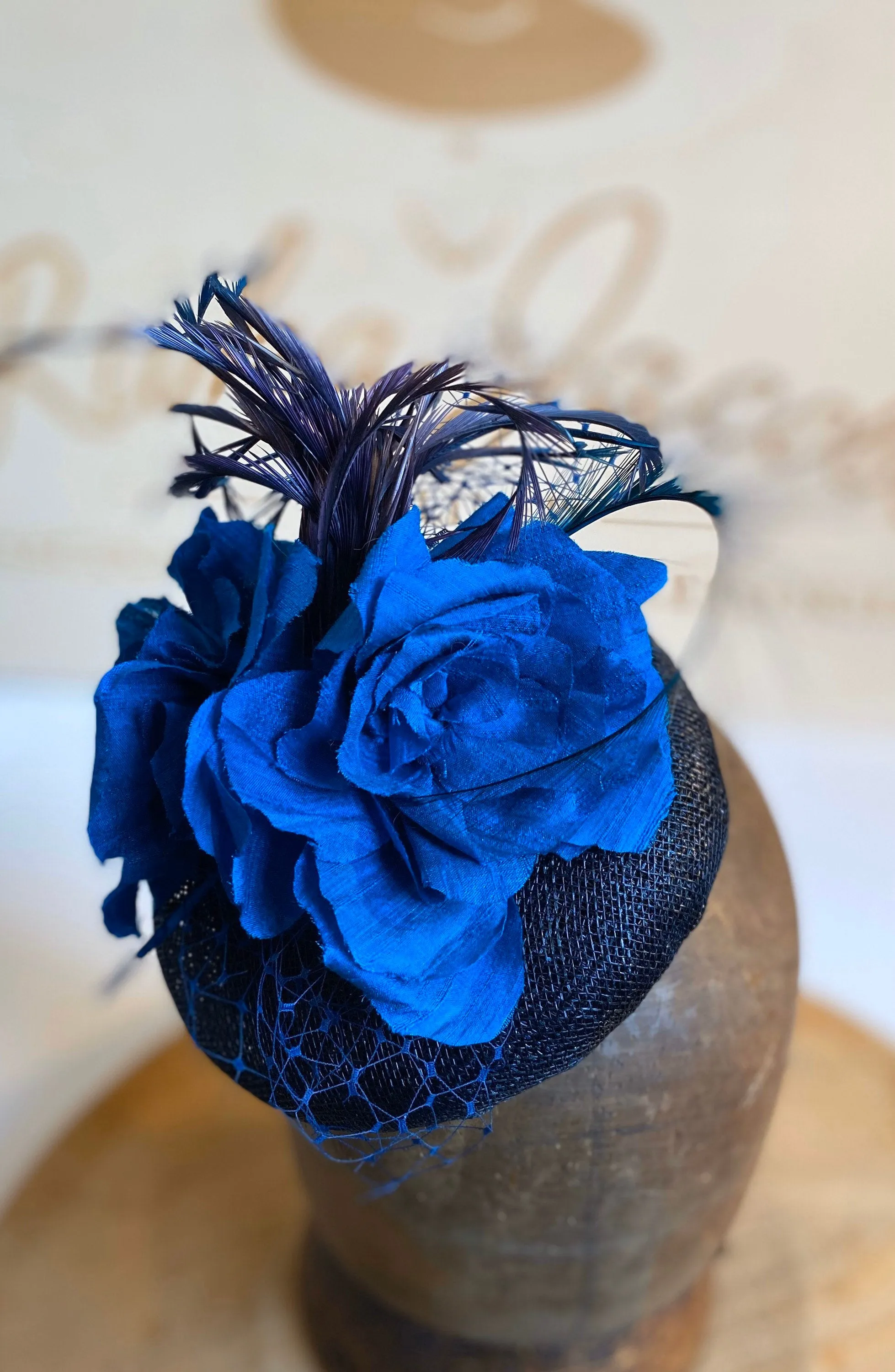 Navy blue and turquoise delightful wedding hat