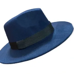 Navy Blue Ribbon Fedora Hat