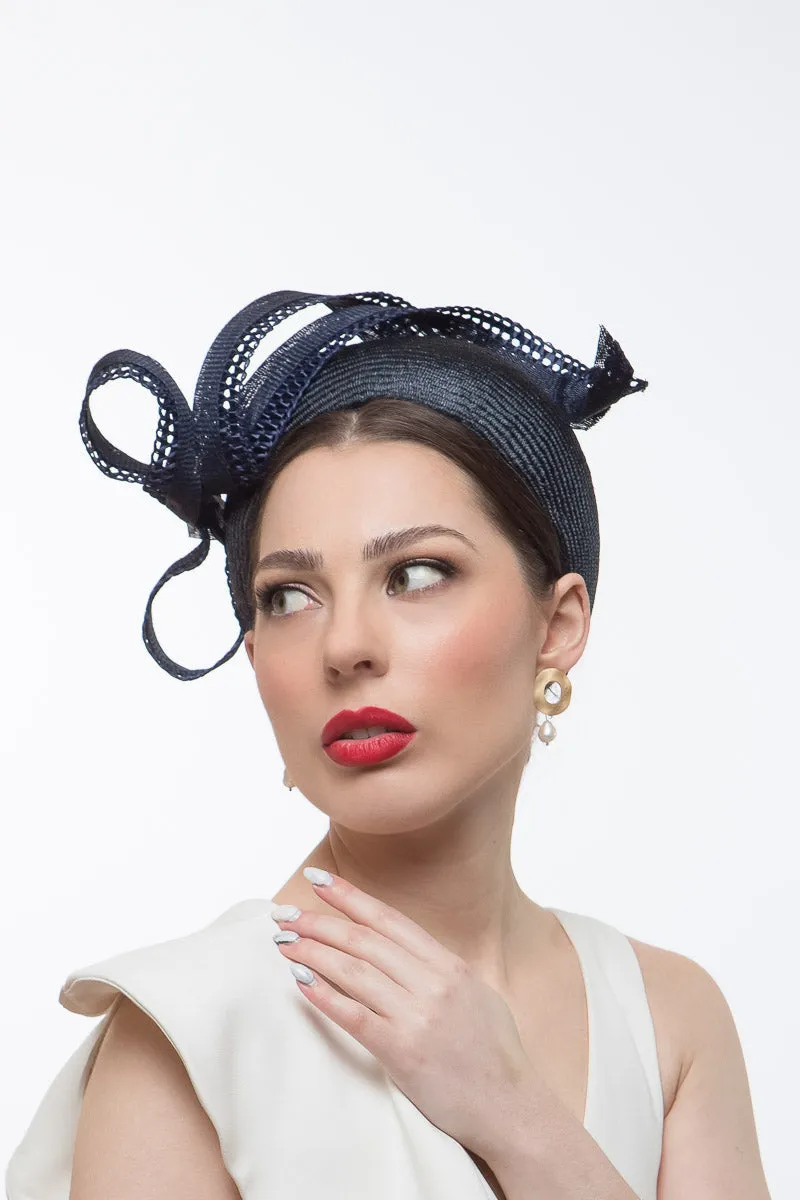 Navy Halo Headband with Sweeping Side Bow