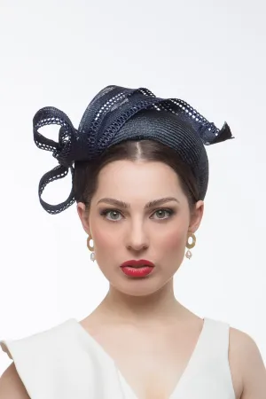 Navy Halo Headband with Sweeping Side Bow