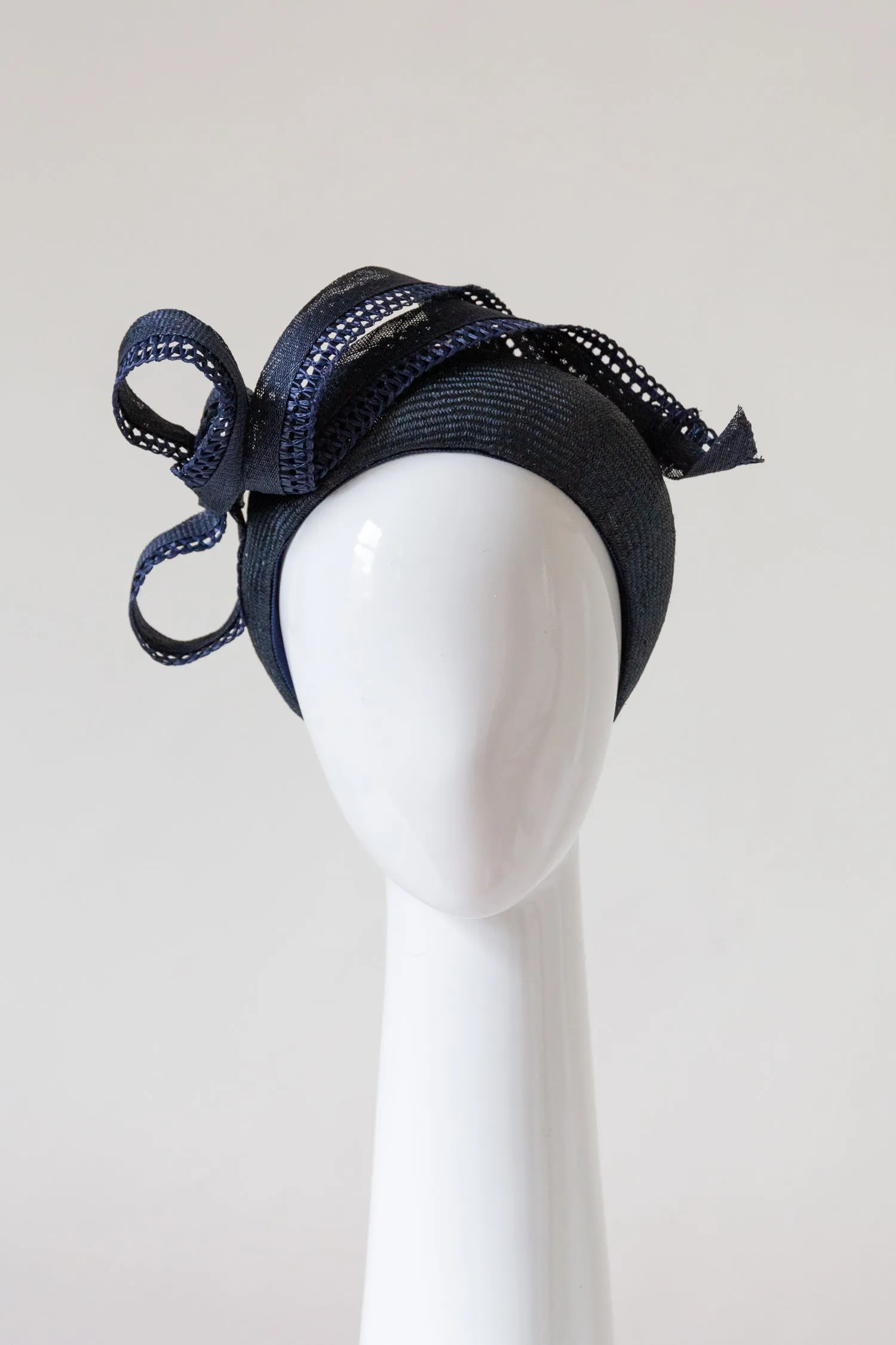 Navy Halo Headband with Sweeping Side Bow