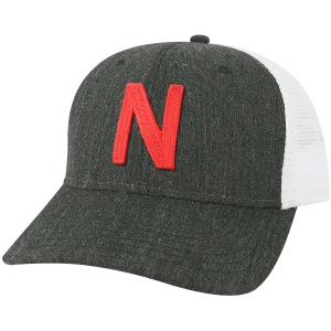 Nebraska Cornhuskers College Vault Melange Black/White Mid-Pro Snapback Adjustable Trucker Hat