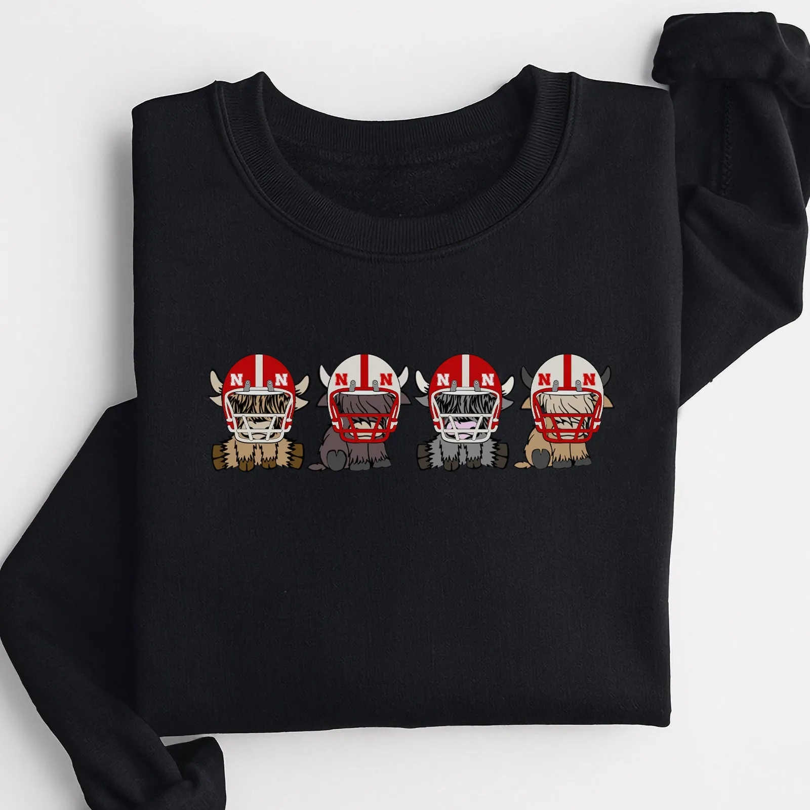 Nebraska Cornhuskers Football Highland Cow Football Team Football Lovers Gift Unisex Crewneck Hoodie Sweatshirt