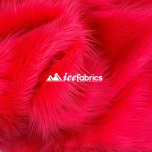 Neon Pink Shaggy Mohair Long Pile Faux Fur Fabric By The Yard