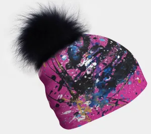 Nest Beanie with Black Removable Pompom for Women