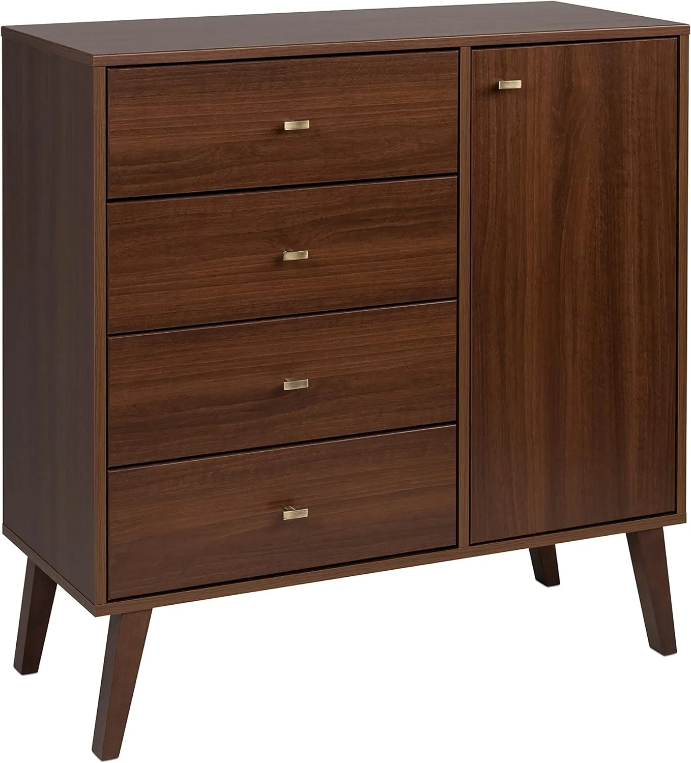 New Assembled Prepac Milo 4-Drawer Chest with Door, Cherry Retails $365 