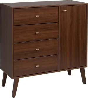 New Assembled Prepac Milo 4-Drawer Chest with Door, Cherry Retails $365 