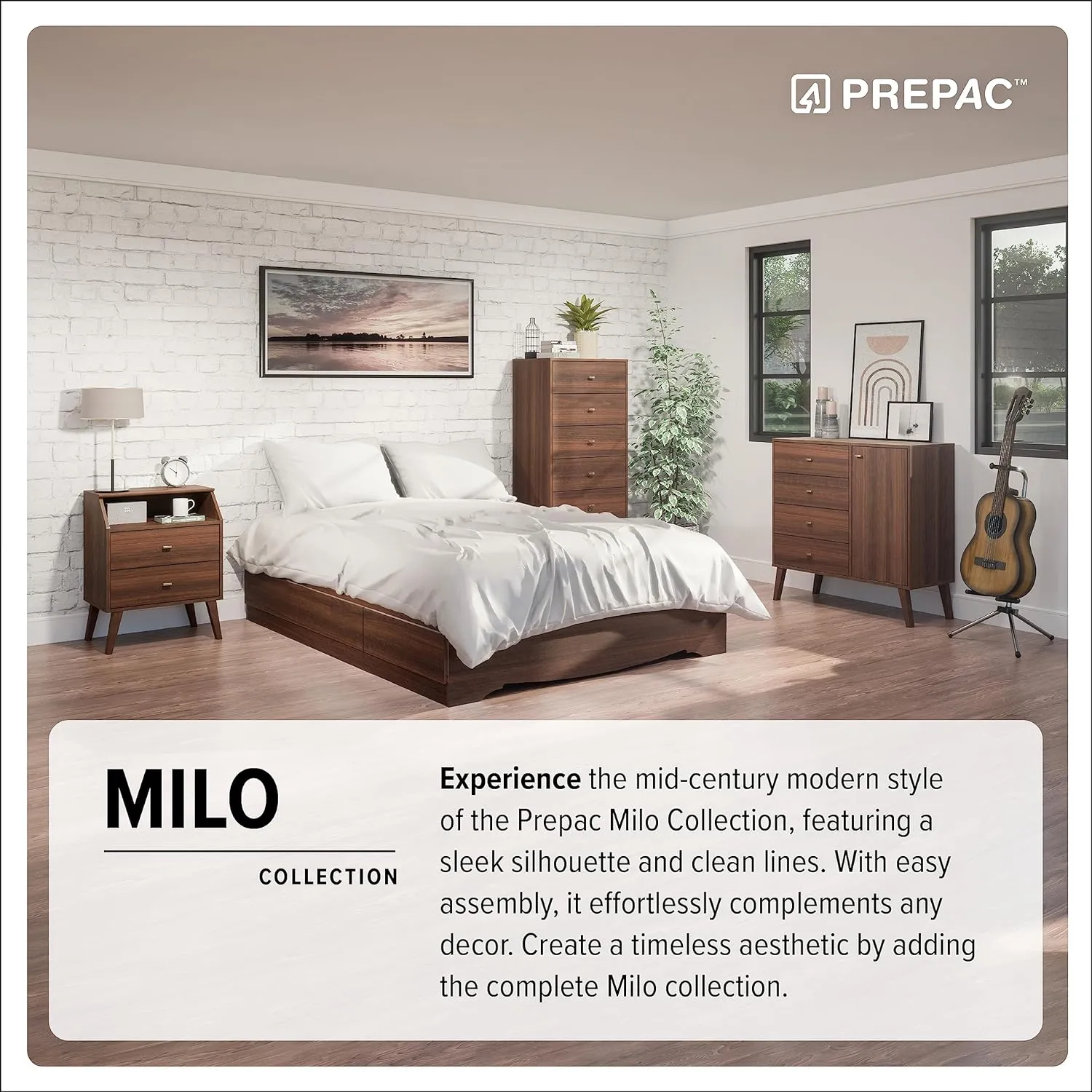 New Assembled Prepac Milo 4-Drawer Chest with Door, Cherry Retails $365 