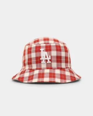 New Era Los Angeles Dodgers 'Plaid' Bucket Hat Red