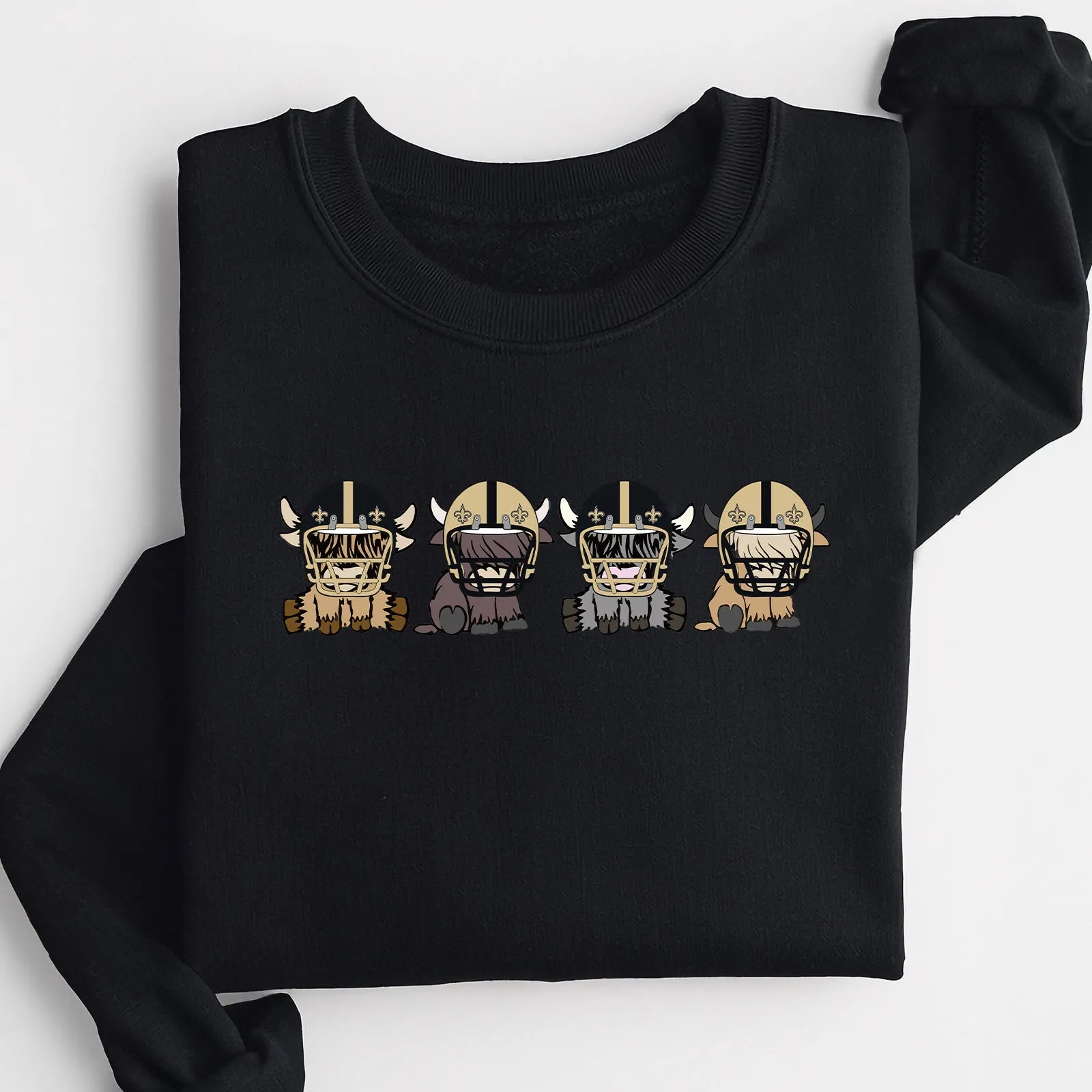New Orleans Saints Highland Cow Football Team Football Lovers Gift Unisex Crewneck Hoodie Sweatshirt