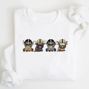New Orleans Saints Highland Cow Football Team Football Lovers Gift Unisex Crewneck Hoodie Sweatshirt
