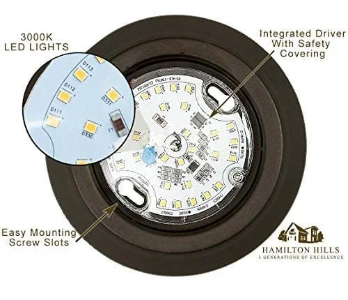 New Round Flush Mount Thin Ceiling Light |  LED Disc Shaped Thinnest Round Dimmable Lighting Fixture | Direct Wire Lights | No Drywall Work Required | 3000K Bright White | 5.5" Oiled Bronze