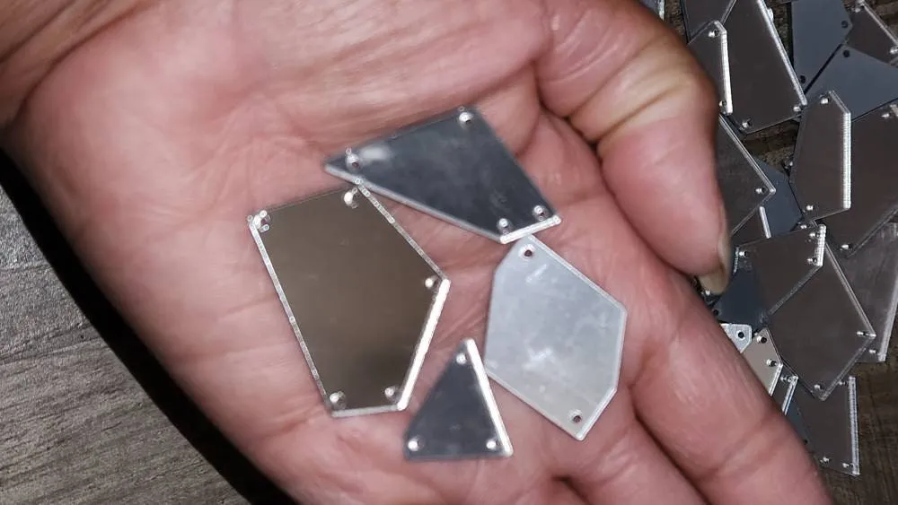 New: SILVER Mirror Studs, Flatback Sew or Glue On, For  DIY Fashion Projects, Tshirts, Jackets, Hats, Dresses, and more! Embellishments