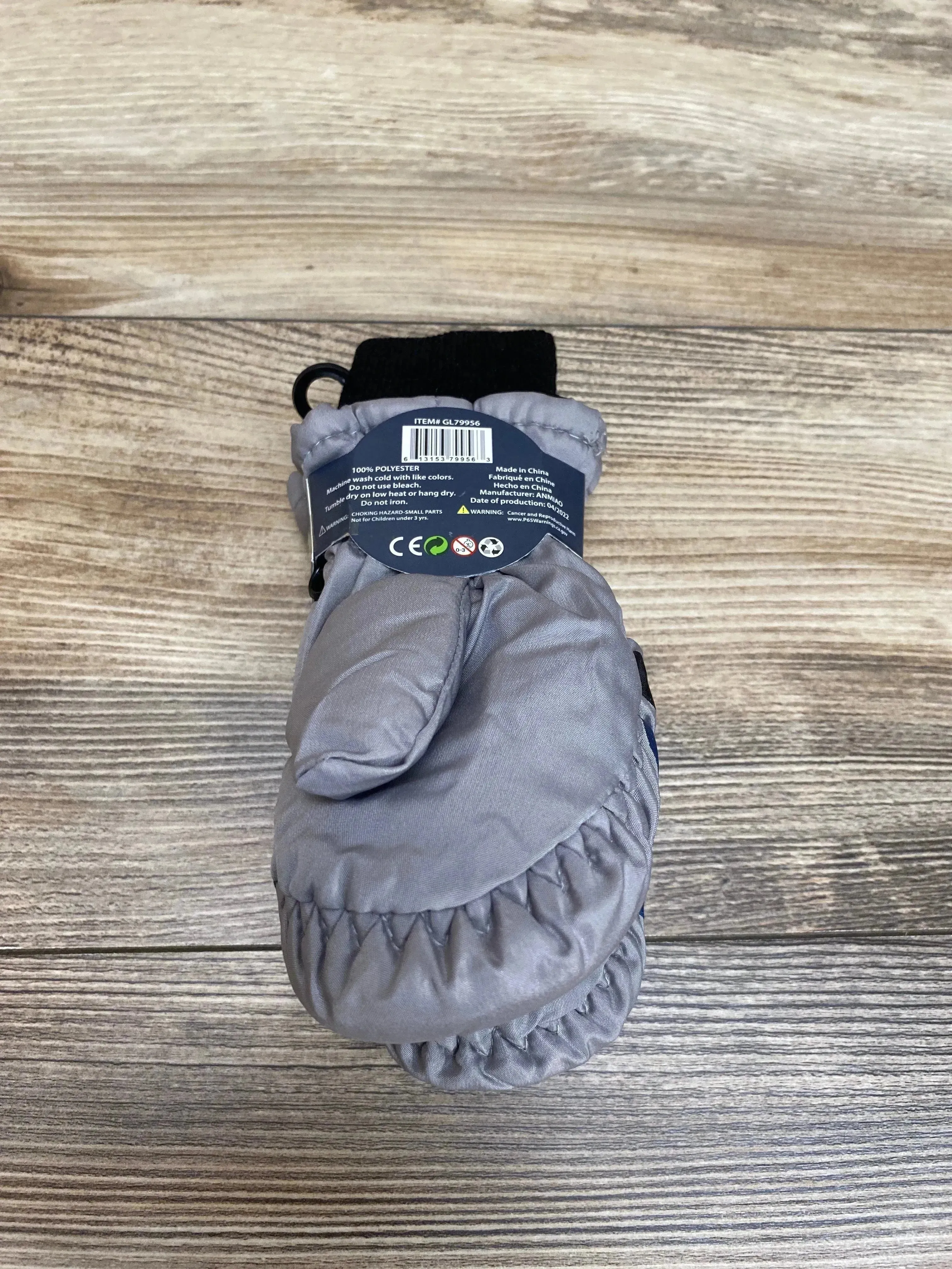 NEW ThermaWear Kid's Grey Ski Striped Mittens