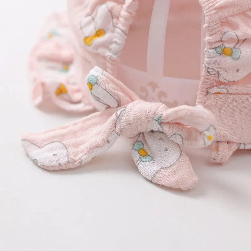 Newborn Baby Hat Cute Rabbit Bow Thin Cotton hat Baby Hat Breathable Sun Hat