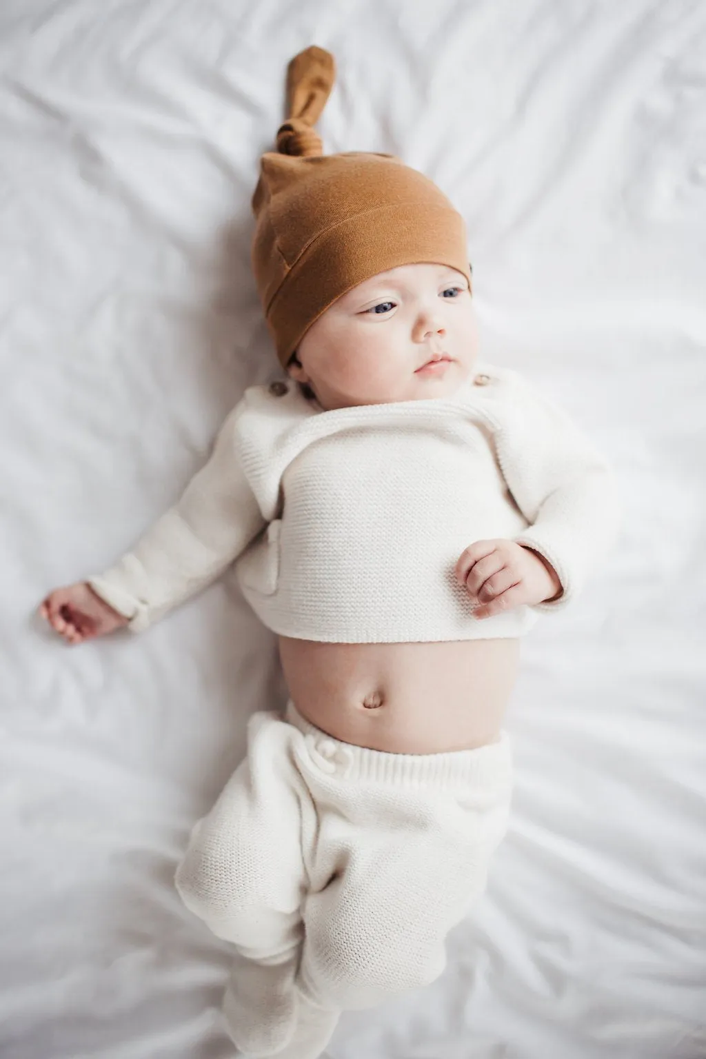 Newborn Top Knot Hat - Camel by Copper Pearl