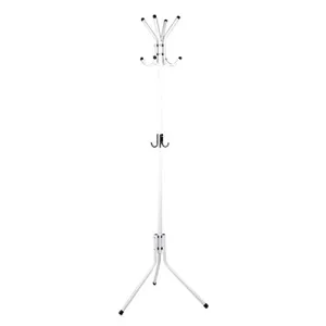 Nexttechnology Standing Entryway Coat Rack Organizer Stainless Steel Metal Hat Hanger Holder Display Stand Tree with 3 Tiers and 12 Hooks for Clothes Scarves Purses and Hats (White)