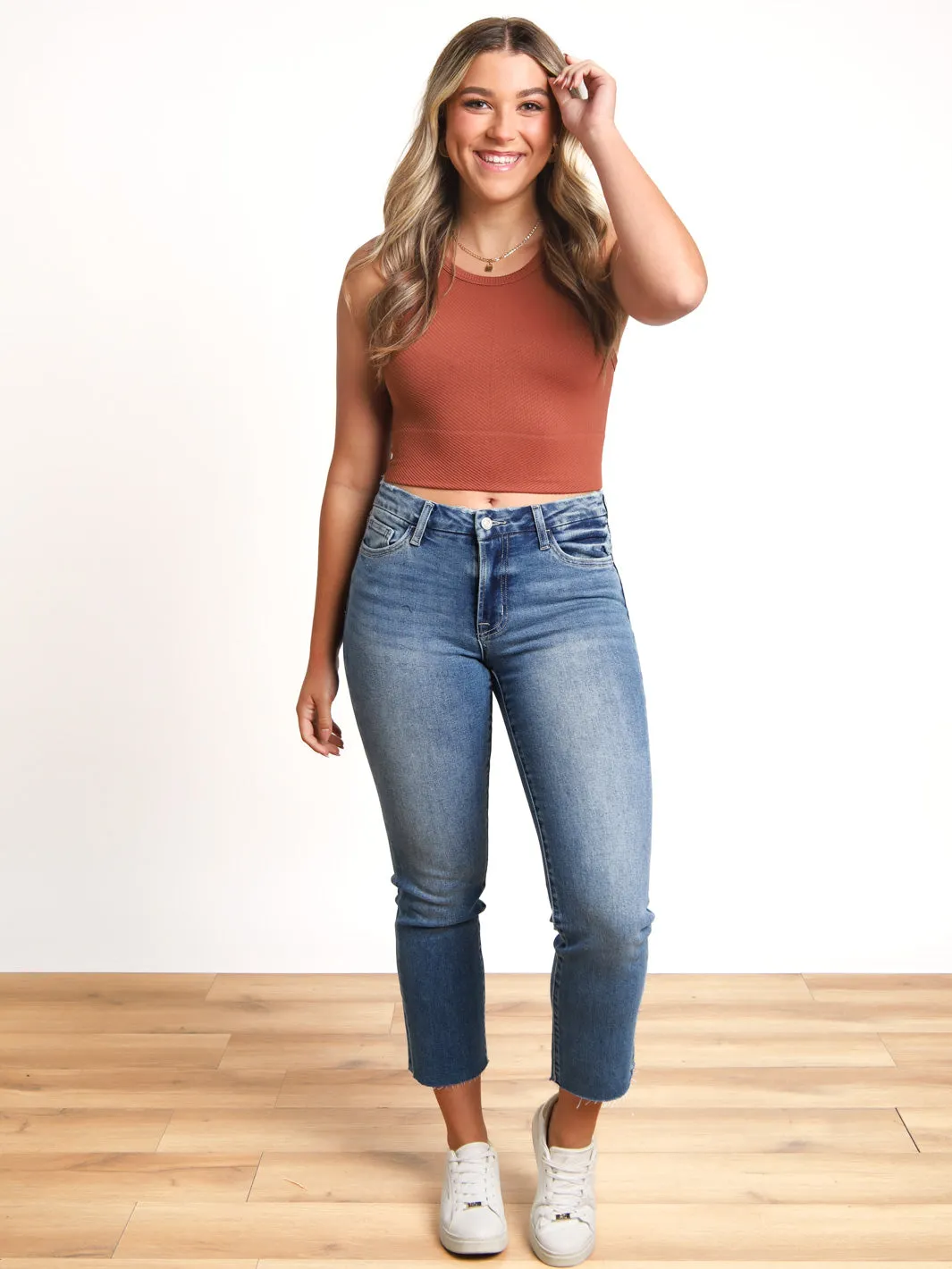 Nikibiki High Neck Chevron Crop Tank- Final Sale