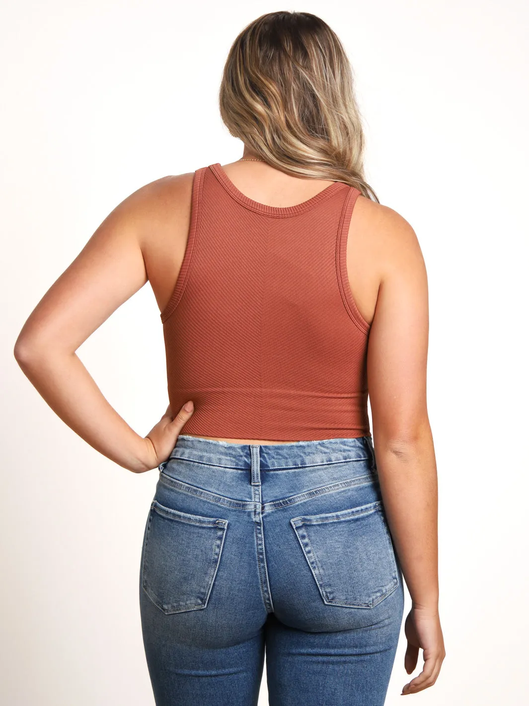 Nikibiki High Neck Chevron Crop Tank- Final Sale