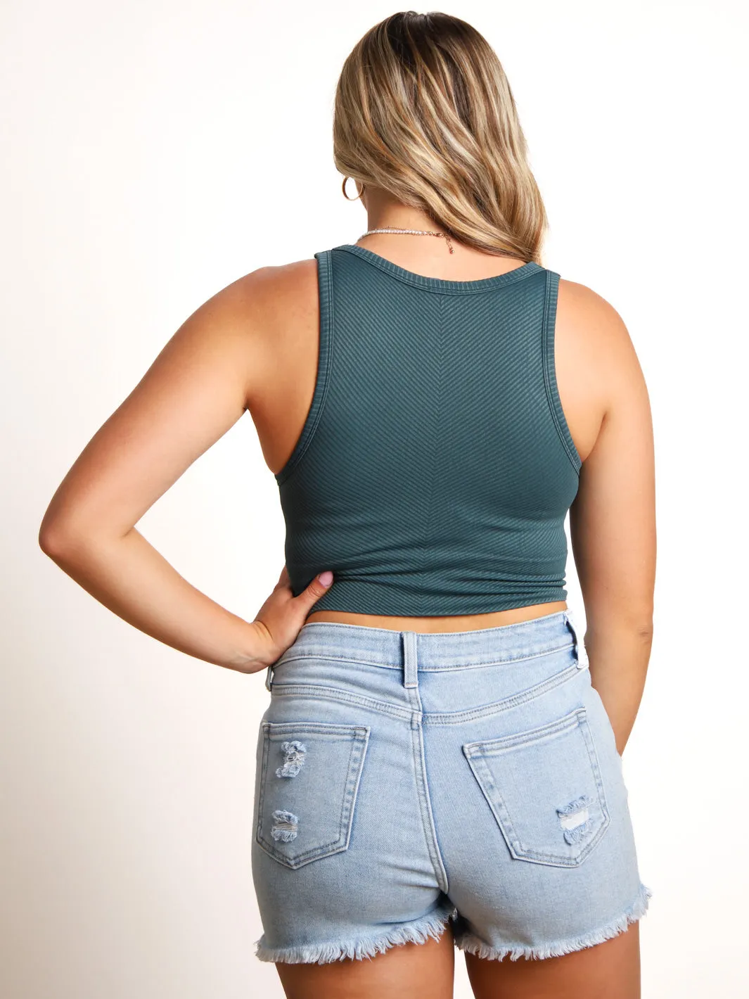 Nikibiki High Neck Chevron Crop Tank- Final Sale