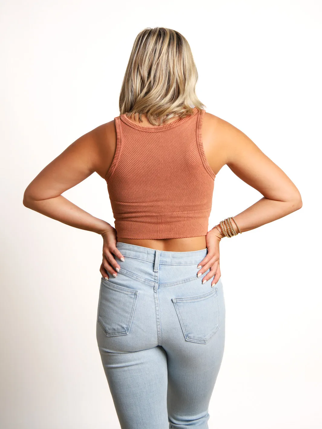 Nikibiki High Neck Chevron Crop Tank- Final Sale