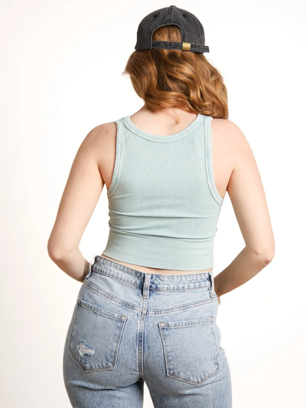 Nikibiki High Neck Chevron Crop Tank- Final Sale