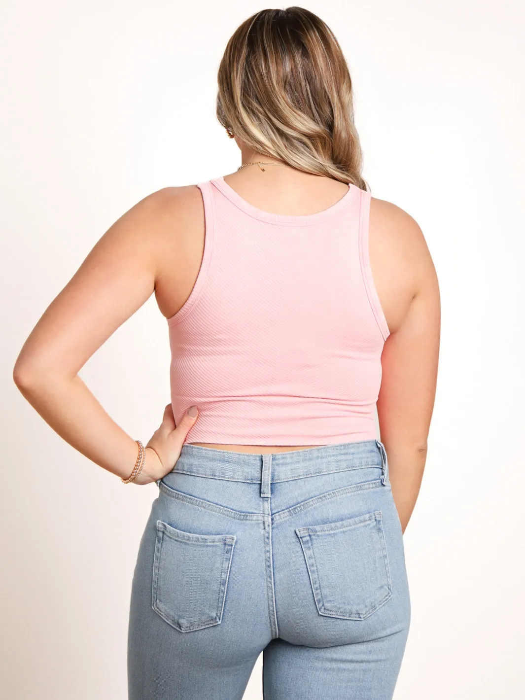 Nikibiki High Neck Chevron Crop Tank- Final Sale