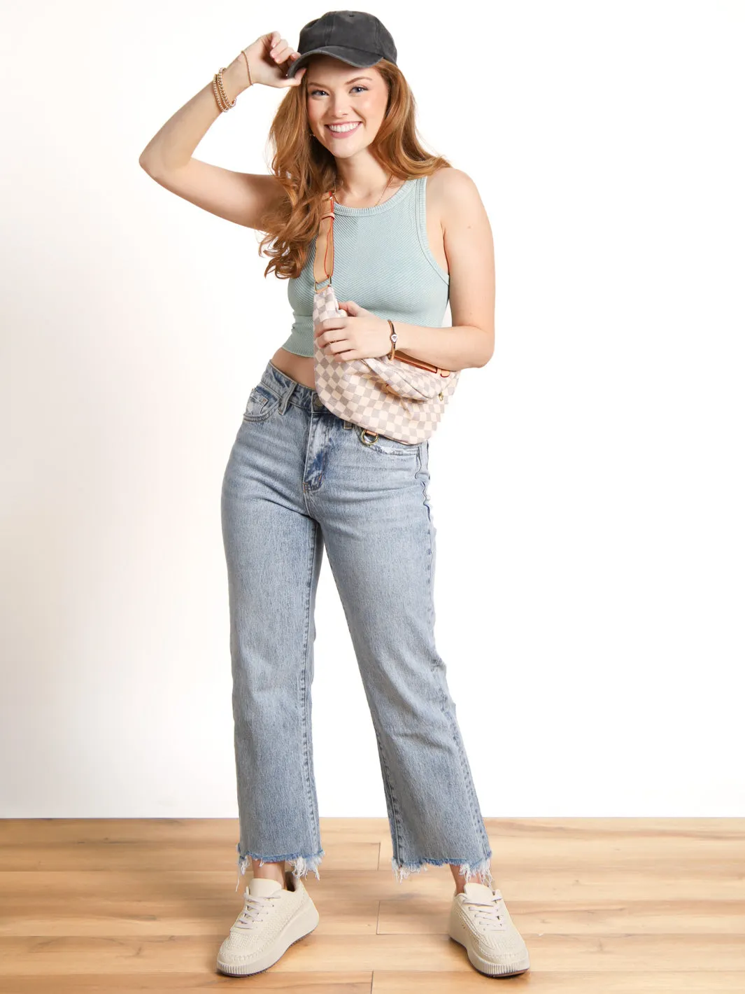 Nikibiki High Neck Chevron Crop Tank- Final Sale
