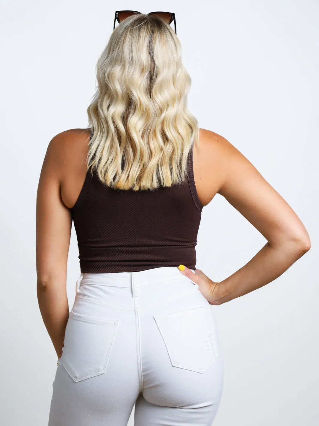 Nikibiki High Neck Chevron Crop Tank- Final Sale