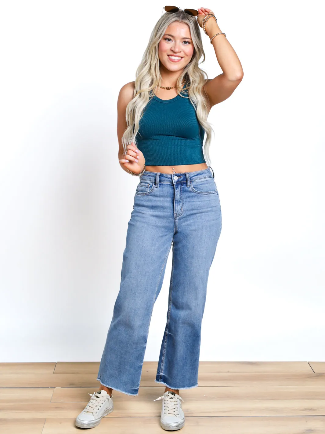 Nikibiki High Neck Chevron Crop Tank- Final Sale