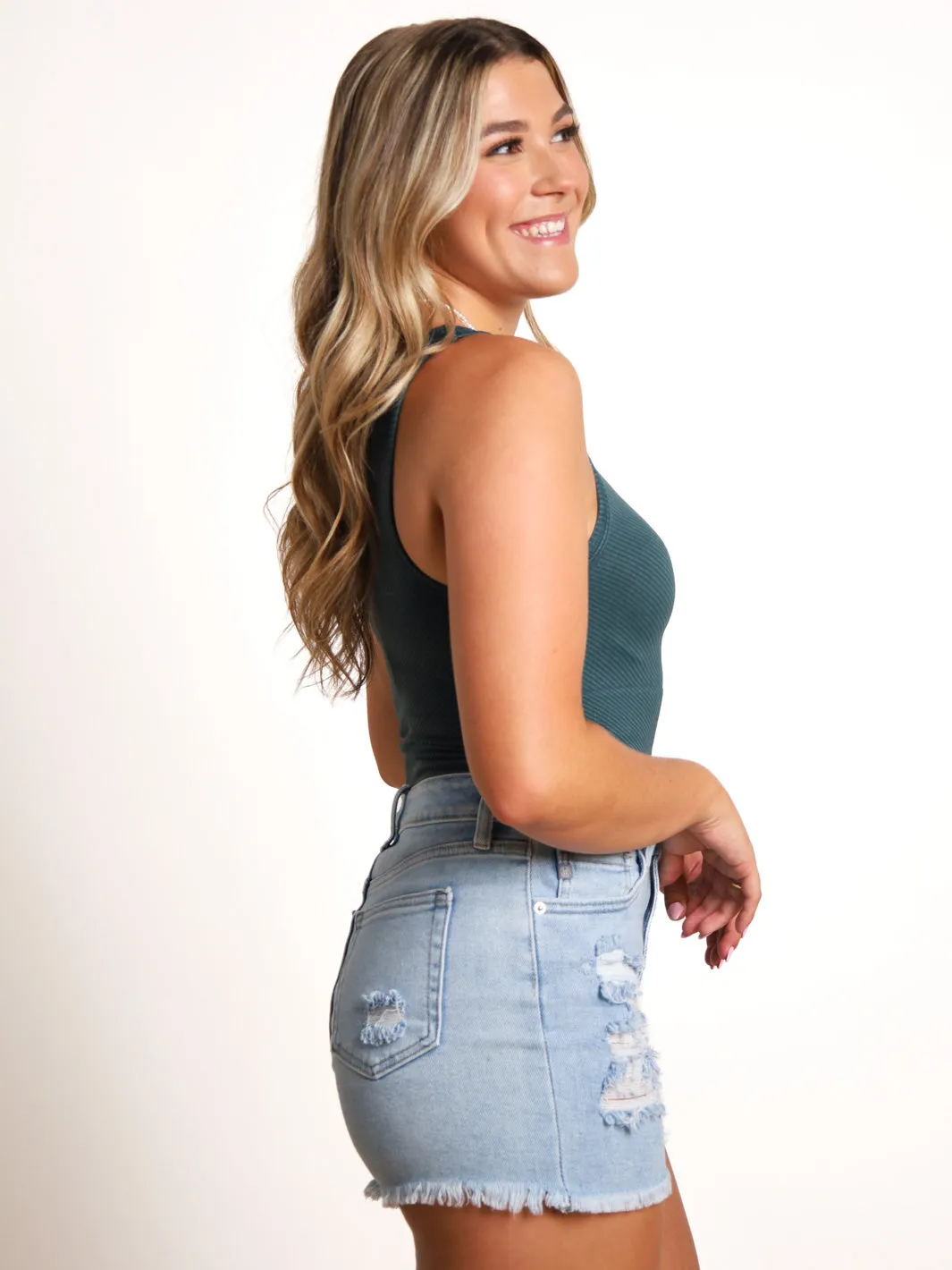 Nikibiki High Neck Chevron Crop Tank- Final Sale