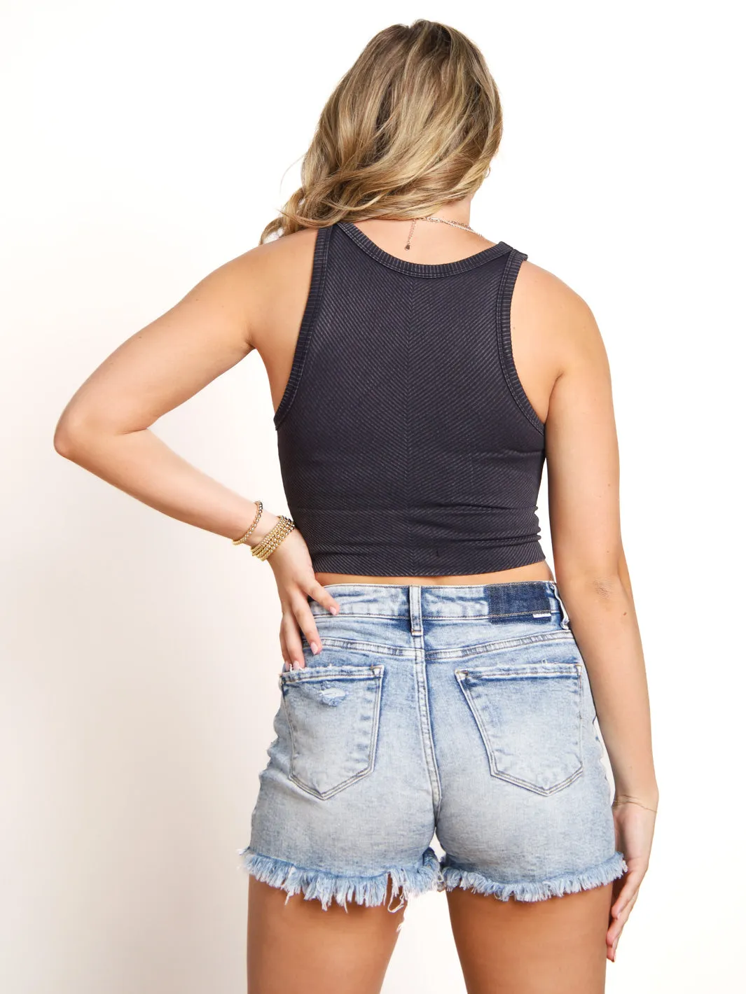 Nikibiki High Neck Chevron Crop Tank- Final Sale