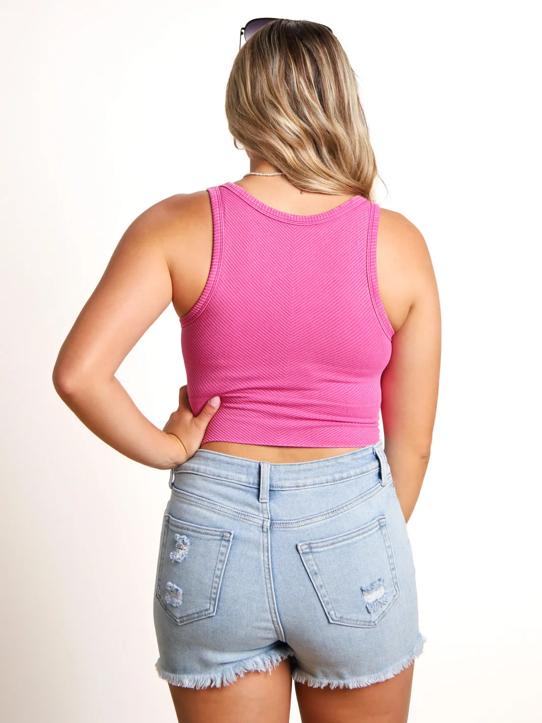 Nikibiki High Neck Chevron Crop Tank- Final Sale