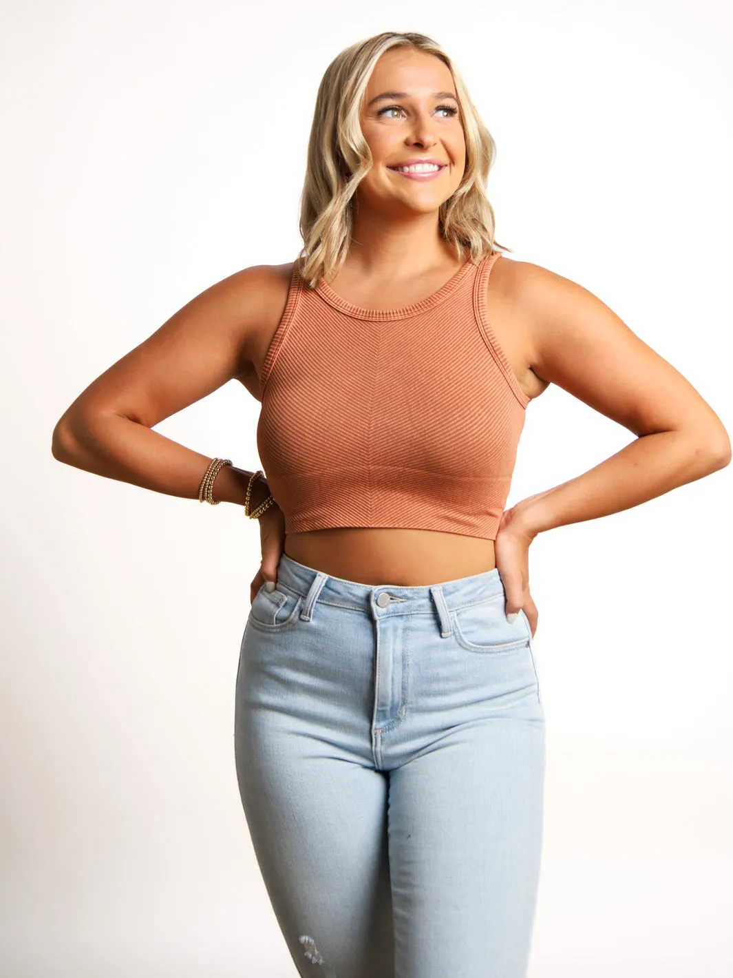 Nikibiki High Neck Chevron Crop Tank- Final Sale