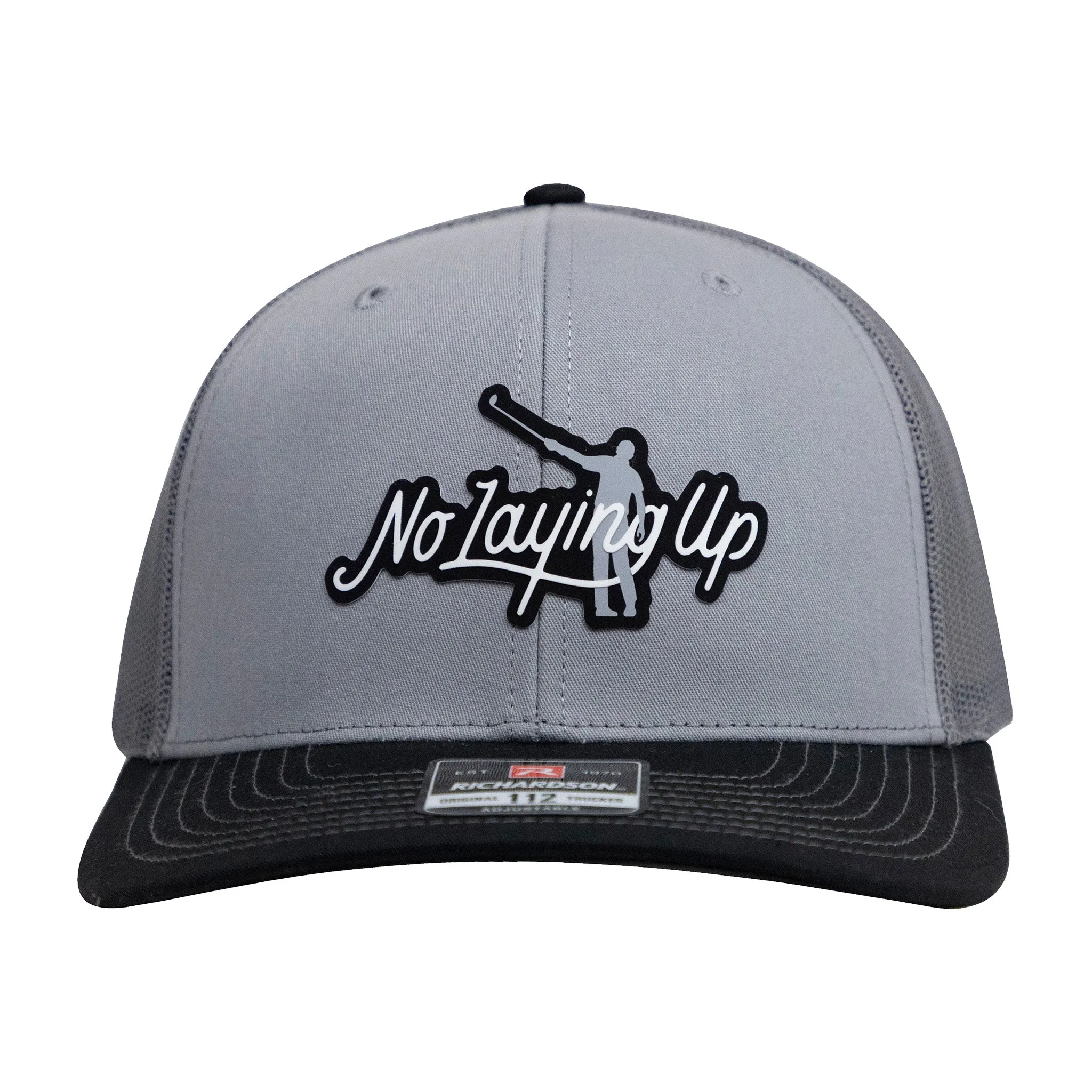 No Laying Up Logo Lock Up Trucker Hat | Grey Tri-color w/ Grey/Black Silicone Patch