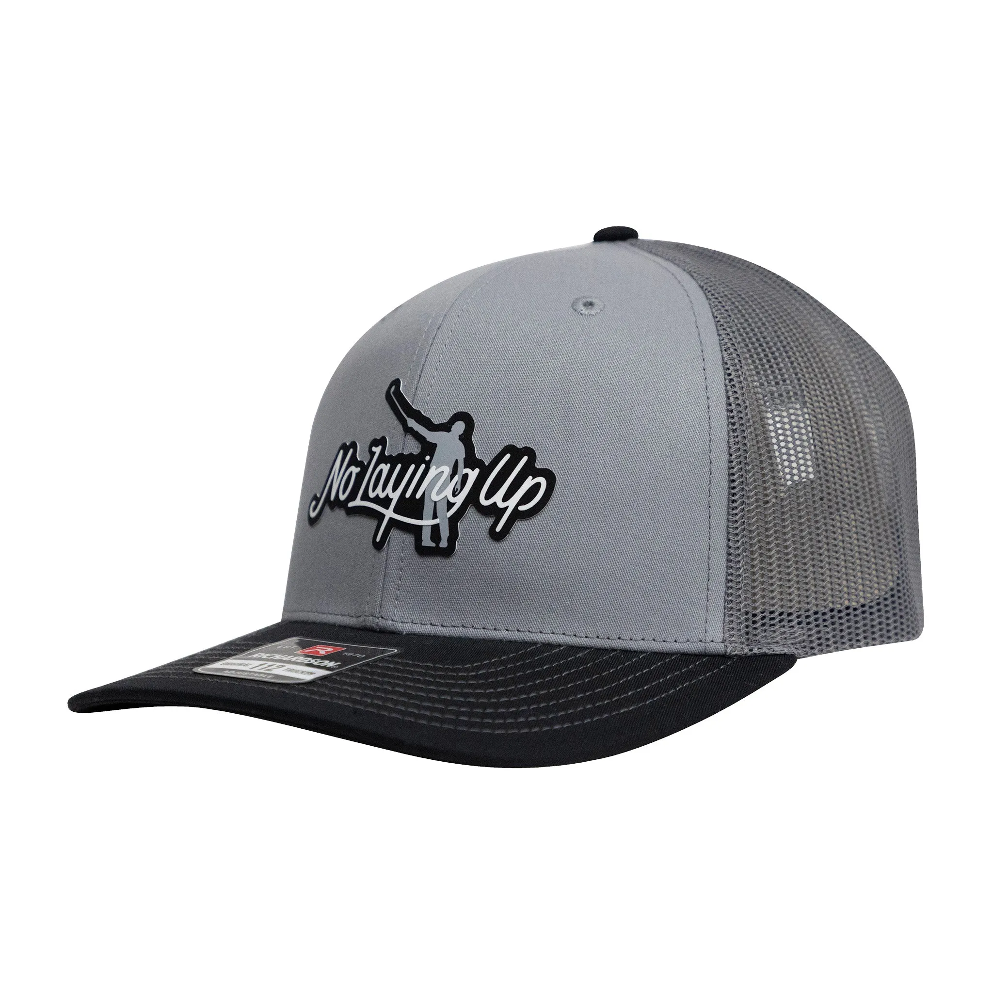 No Laying Up Logo Lock Up Trucker Hat | Grey Tri-color w/ Grey/Black Silicone Patch