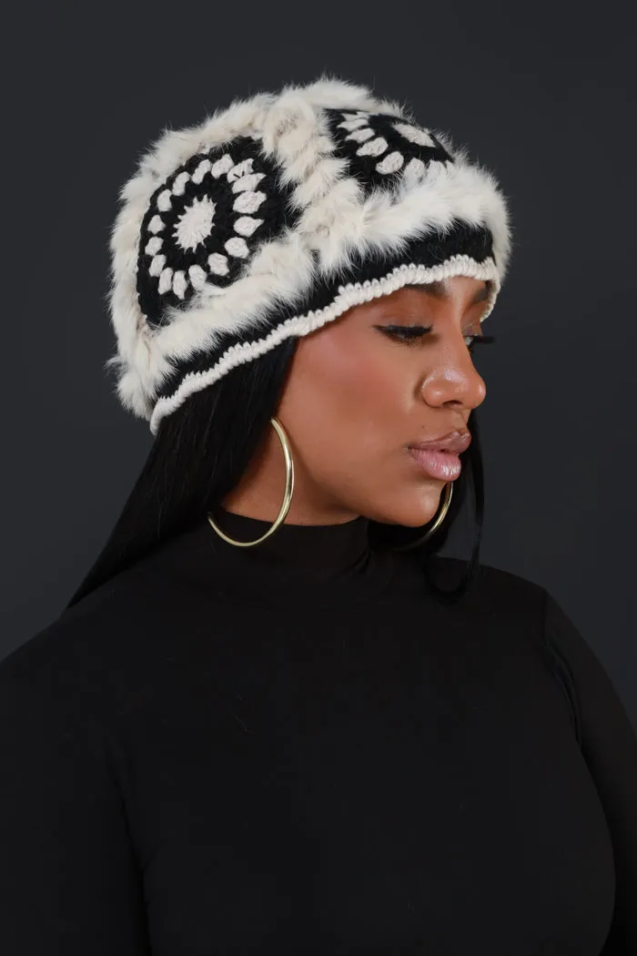 No Strings Attached Crochet Bucket Hat - Black And White