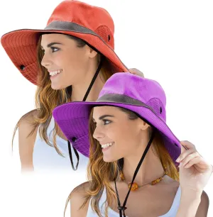 Norme 2 Pieces Women's Outdoor Sun Hat UV Protection Foldable Mesh Wide Brim Beach Fishing Cap Ponytail