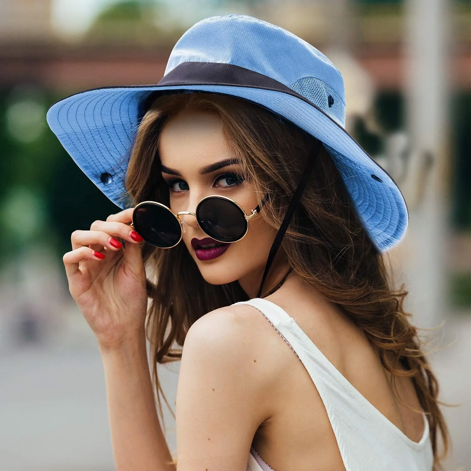 Norme 2 Pieces Women's Outdoor Sun Hat UV Protection Foldable Mesh Wide Brim Beach Fishing Cap Ponytail