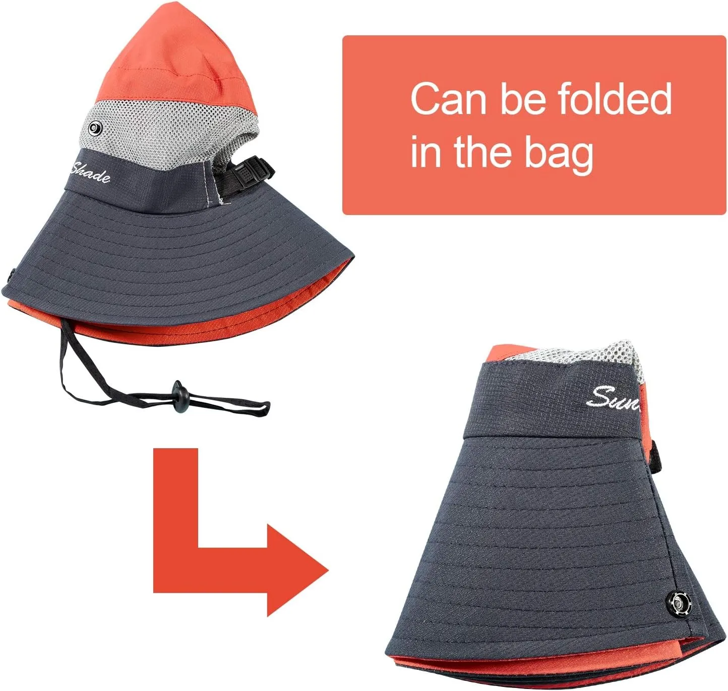Norme 2 Pieces Women's Outdoor Sun Hat UV Protection Foldable Mesh Wide Brim Beach Fishing Cap Ponytail
