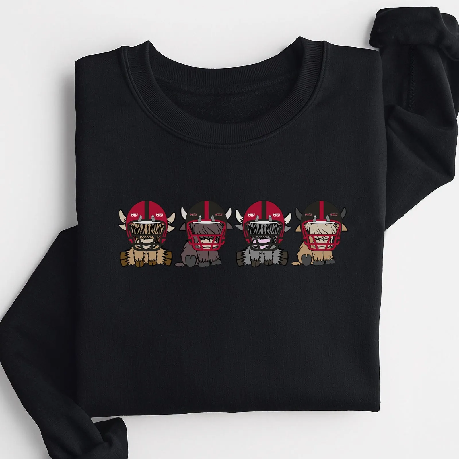 Northern Illinois Huskies Football Highland Cow Football Team Football Lovers Gift Unisex Crewneck Hoodie Sweatshirt