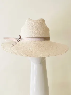 Off White Wide Brim Panama Sun Hat