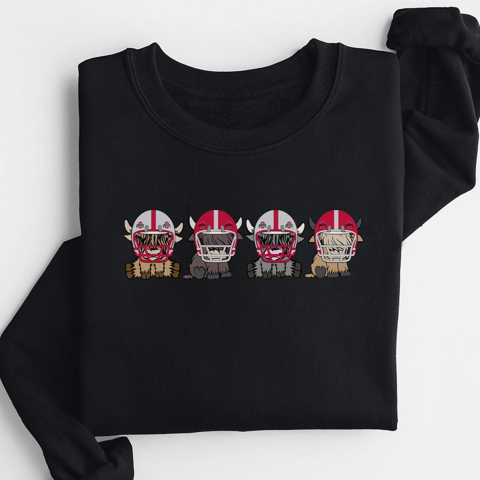 Ohio State Buckeyes Football Highland Cow Football Team Football Lovers Gift Unisex Crewneck Hoodie Sweatshirt