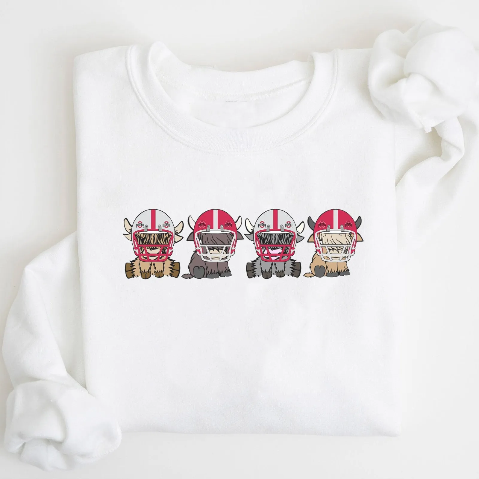 Ohio State Buckeyes Football Highland Cow Football Team Football Lovers Gift Unisex Crewneck Hoodie Sweatshirt