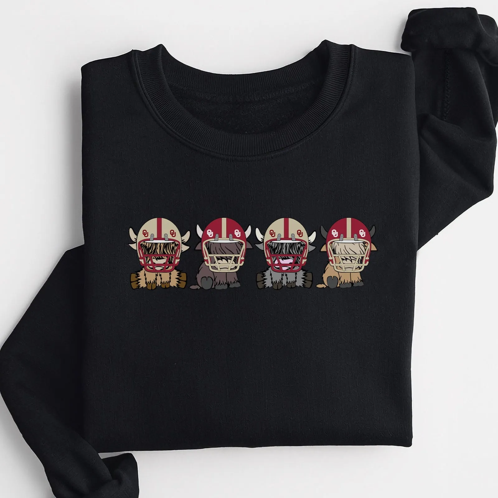 Oklahoma Sooners Football Highland Cow Football Team Football Lovers Gift Unisex Crewneck Hoodie Sweatshirt