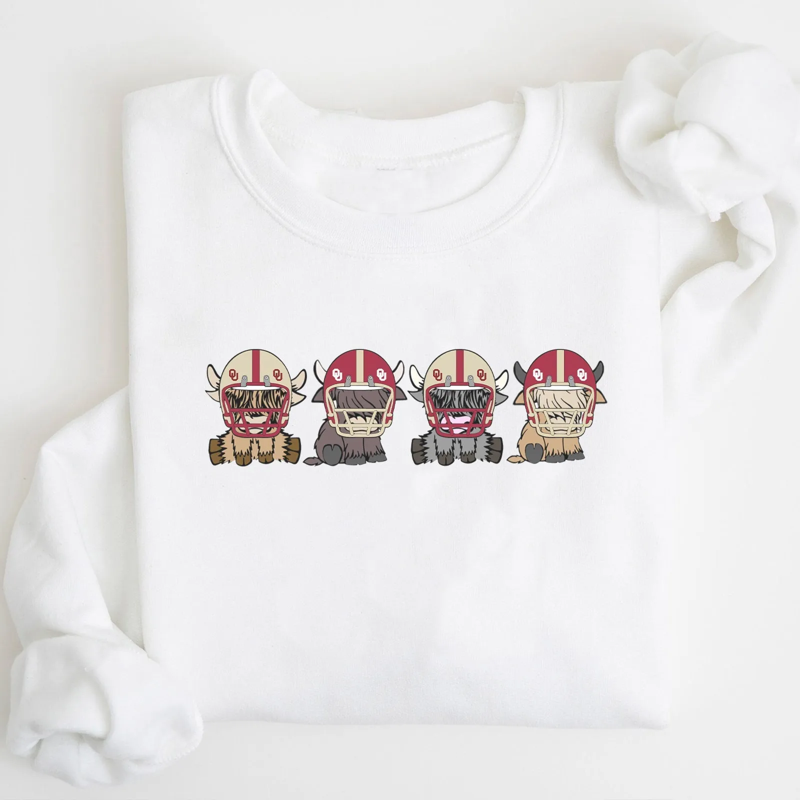 Oklahoma Sooners Football Highland Cow Football Team Football Lovers Gift Unisex Crewneck Hoodie Sweatshirt