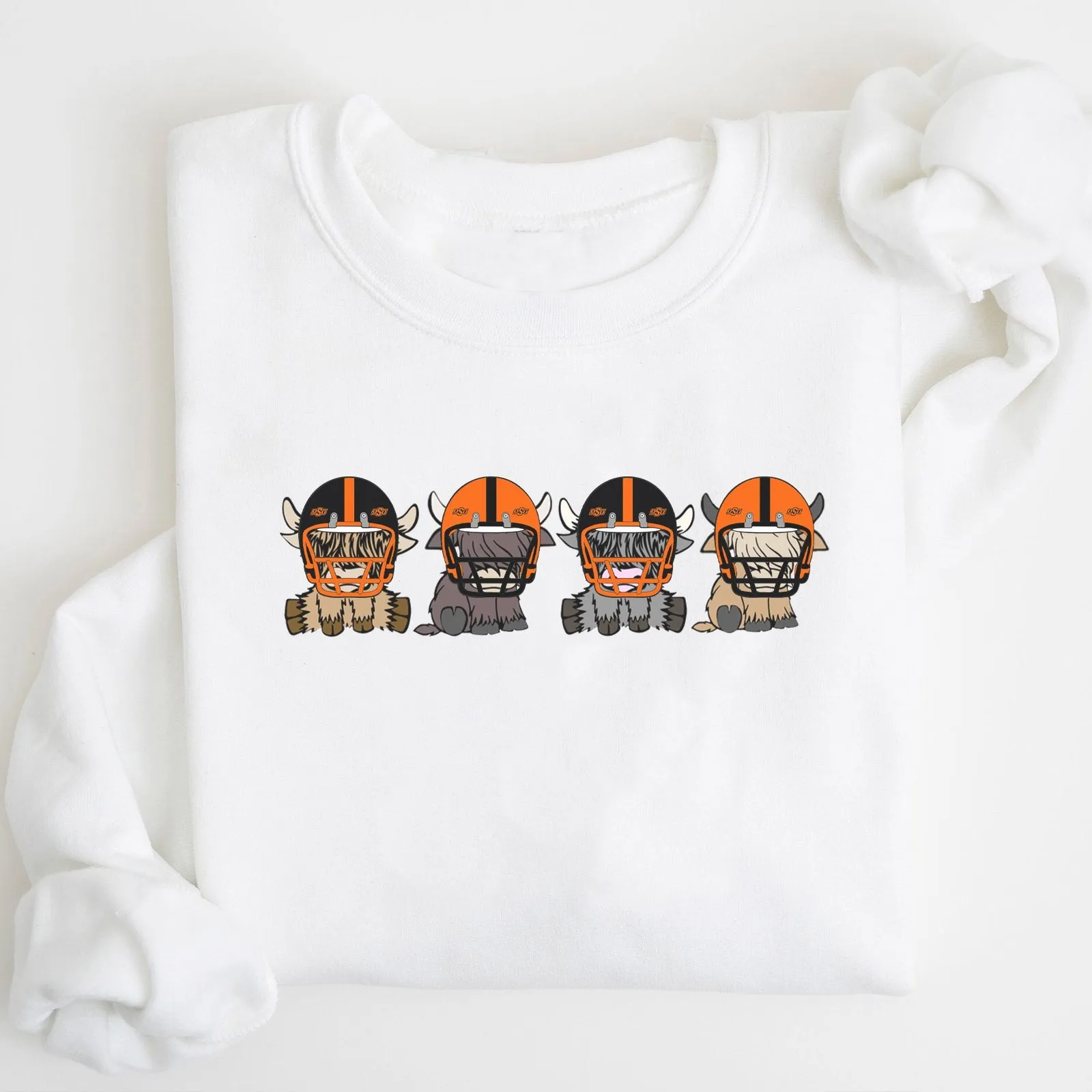 Oklahoma State Cowboys Football Highland Cow Football Team Football Lovers Gift Unisex Crewneck Hoodie Sweatshirt