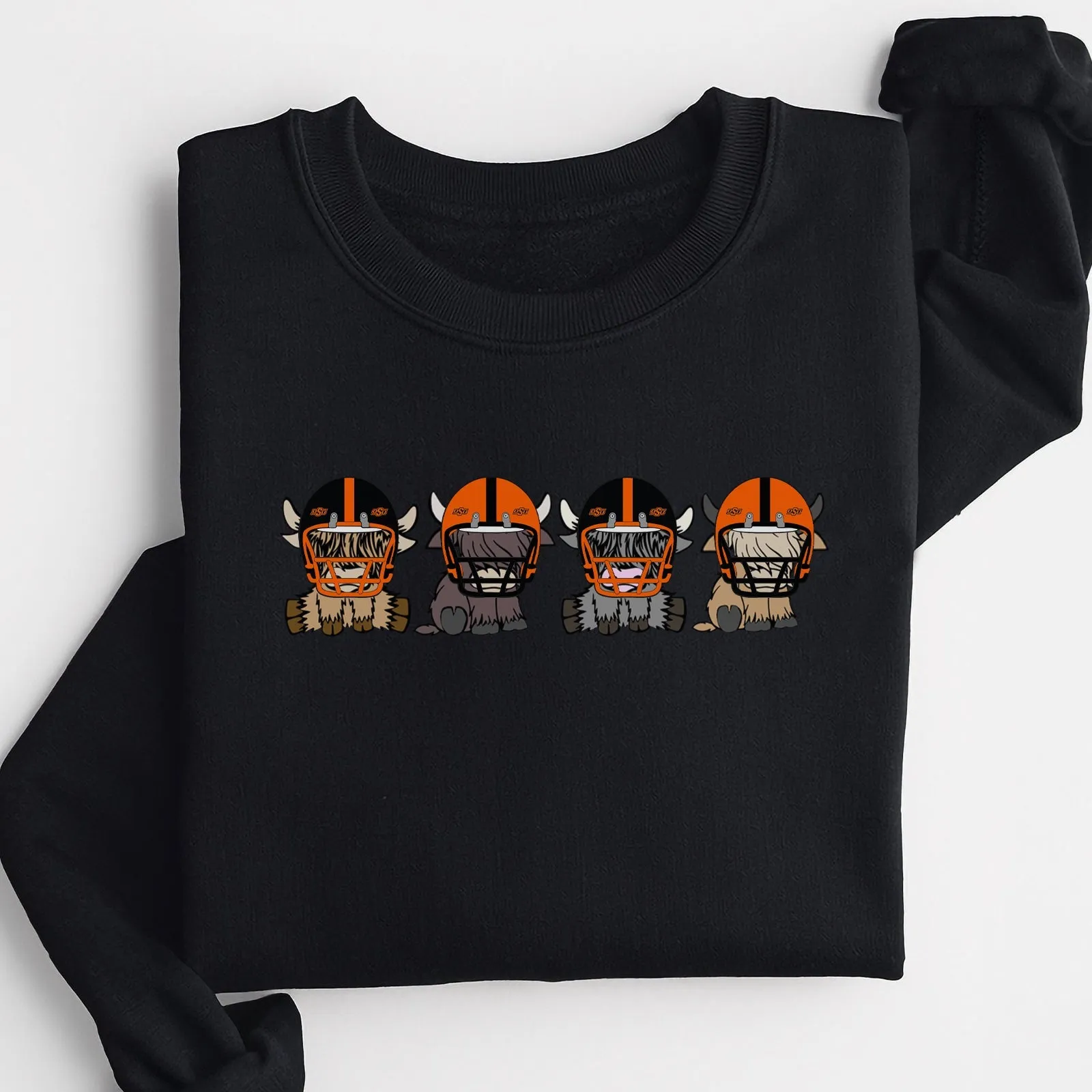 Oklahoma State Cowboys Football Highland Cow Football Team Football Lovers Gift Unisex Crewneck Hoodie Sweatshirt