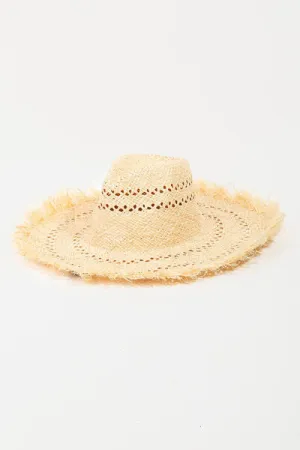 Openwork Raw Hem Weave Hat