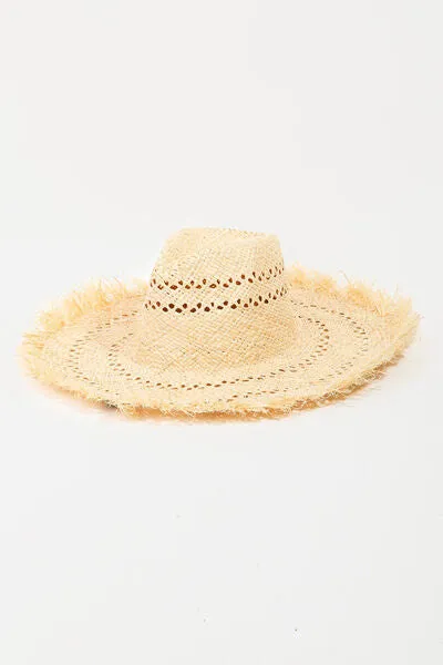 Openwork Raw Hem Weave Hat